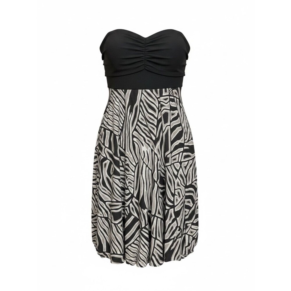 Catalina Black & White Zebra-Print Strapless Convertible Dress